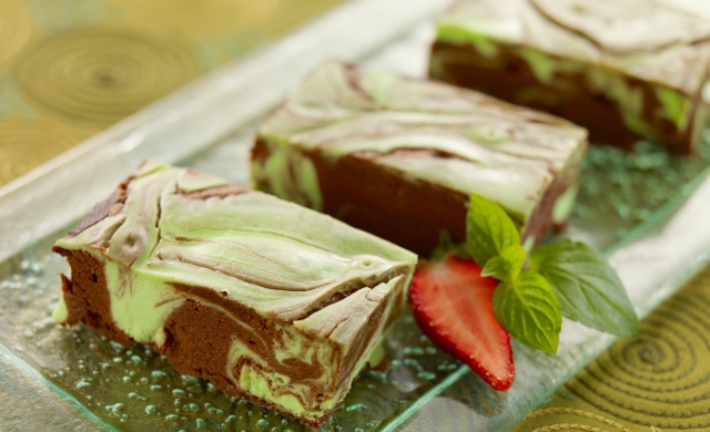Mint cheese brownies from The Baker's Story