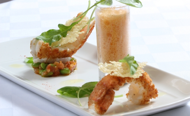 Sauteed Langoustine, Fava Bean, Tomato Salad