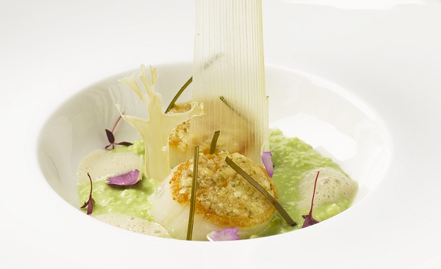 Seared scallops at Raffles Grill, Singapore