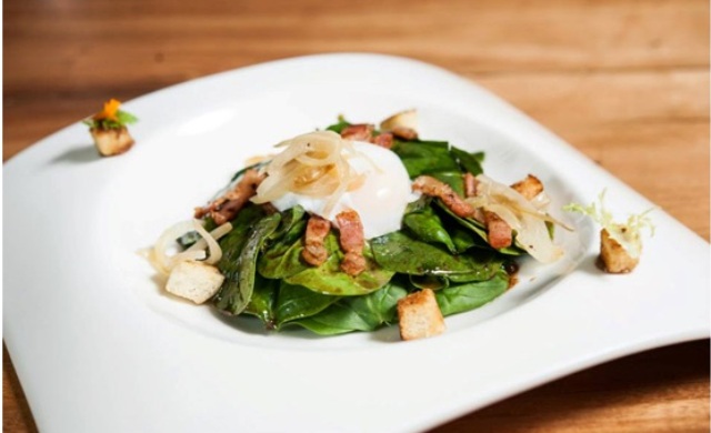 Warm spinach salad at Napoleon Food & Wine Bar, Singapore