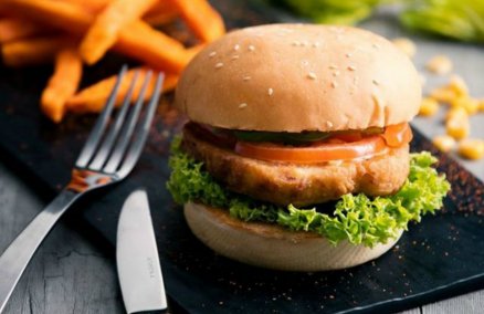 Veggie Burger with Sweet Potato Fries, Sufood Singapore 