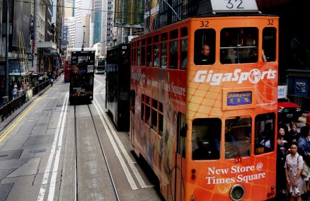 Hong Kong trams. Photo credit: Flickr user Bernard Spragg