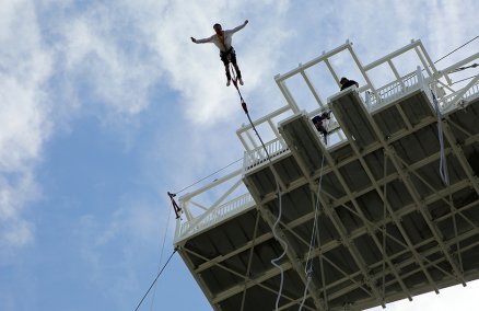 AJ Hackett leaps off Singapore's first bungy tower