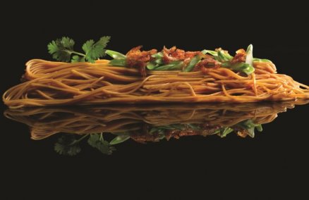 Stir-fried angel hair pasta with Japanese dried ebi 