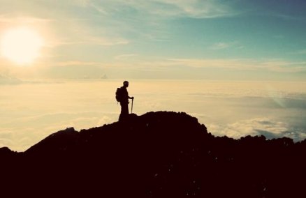 Atop the summit at Mount Rinjani, Indonesia