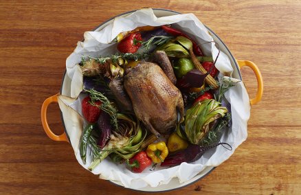 Roasted guinea fowl with sauteed brussels sprout appennini at Basilico