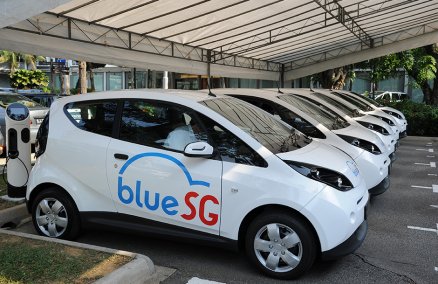 BlueSG Cars. Photo credit: Land Transport Authority (LTA)