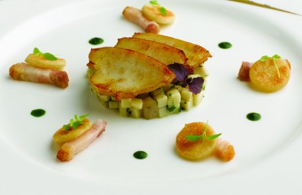 Brasserie Les Saveurs' pan-fried abalone with pork belly lardons