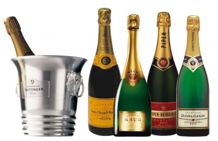 Left to Right: Tattinger, Veuve Clicquot, Krug, Piper-Heidsieck, Duval-Leroy