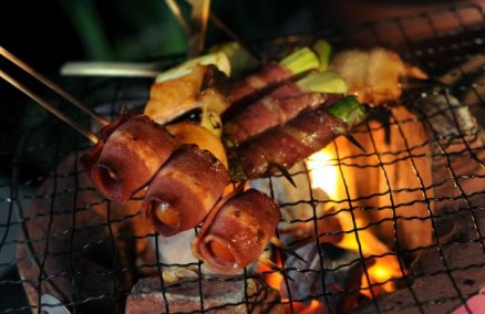 Char grilled skewers at Sumiya