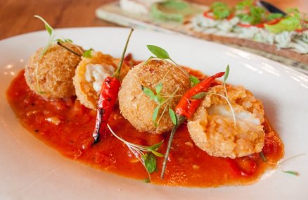 Crispy tomato & mozzarella arancini at Jamie's Italian, Singapore