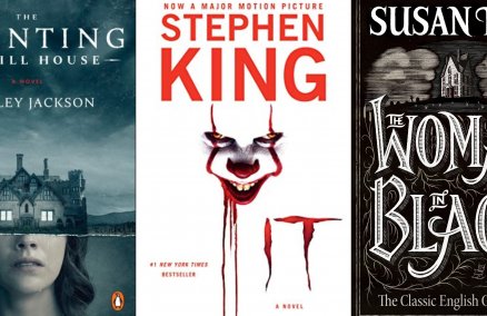 L-R: The Haunting of Hill House by Shirley Jackson; It by Stephen King; The Woman in Black by Susan Hill