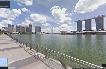 Marina Bay Sands from the Fullerton Heritage Promenade: Google Street View