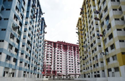 Colorful HDB blocks at Rochor Center
