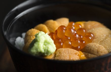 Waku Ghin sea urchin and salmon roe set on rice