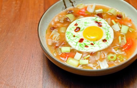 Whitebean Iberico Chorizo leek stew, Halia Raffles Hotel