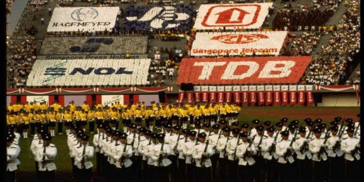 The Guard of Honour and other contingents at the National Stadium, 1990s.
