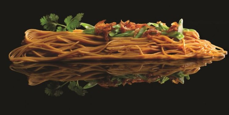 Stir-fried angel hair pasta with Japanese dried ebi 