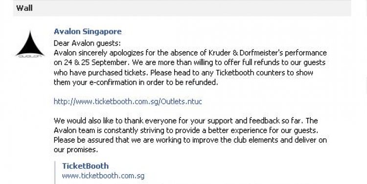 Avalon's official apology on Facebook