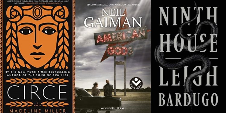 L-R: Circe by Madeline Miller; American Gods by Neil Gaiman; Ninth House by Leigh Bardugo