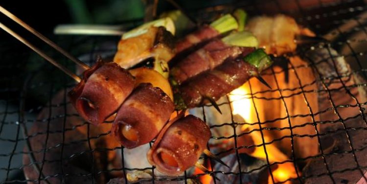 Char grilled skewers at Sumiya