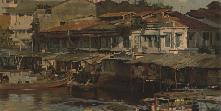 Singapore River (1978). Oil on canvas. Collection of Lim & Tan Securities Pte Ltd