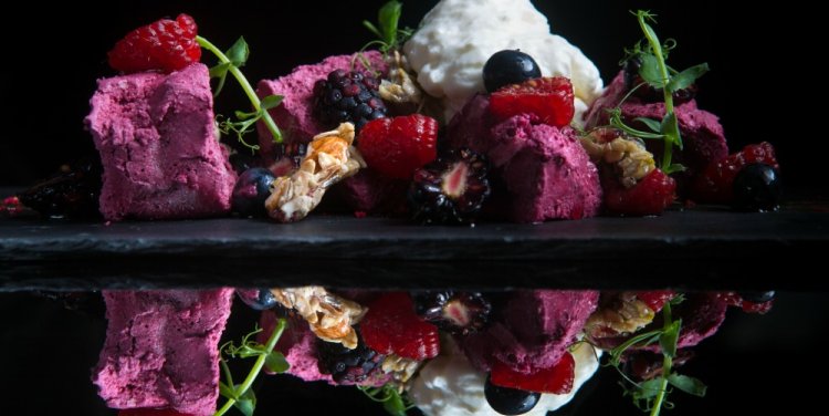 Cured berries, yoghurt and olive