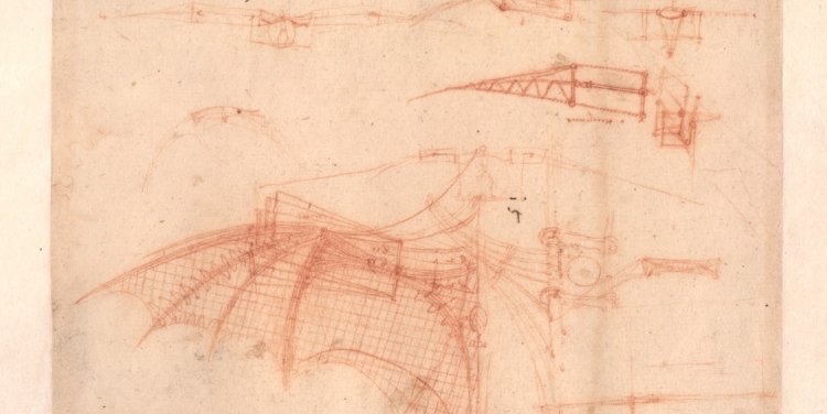 Da Vinci drawing of a mechanical wing. Credit Veneranda Biblioteca Ambrosiana. 