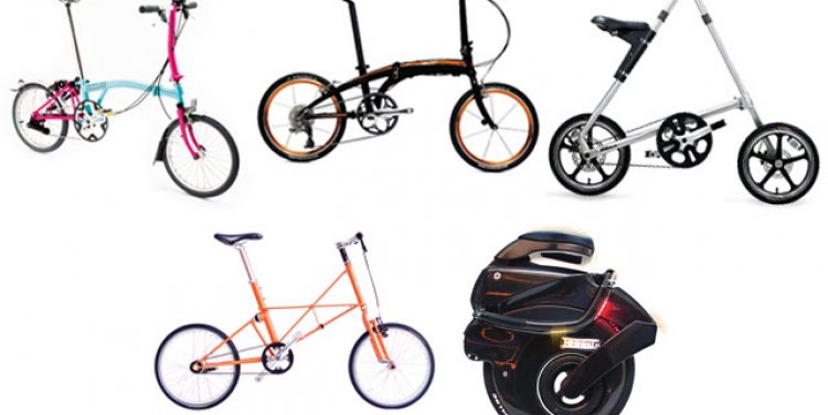 Top: Brompton, Strida LT, Dahon Vector X10. Bottom: Alex Moulten TSR 2, Yikebike