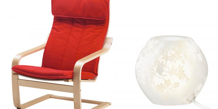 Left: POÄNG armchair, $50; KNUBBIG table lamp, 50% off