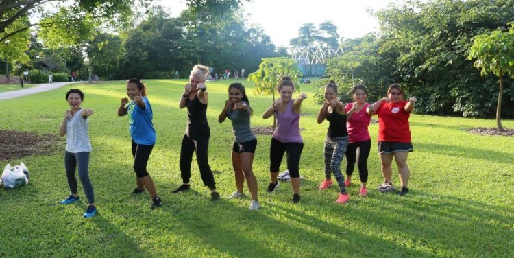 Kickboxing pop-up at Botanic Gardens