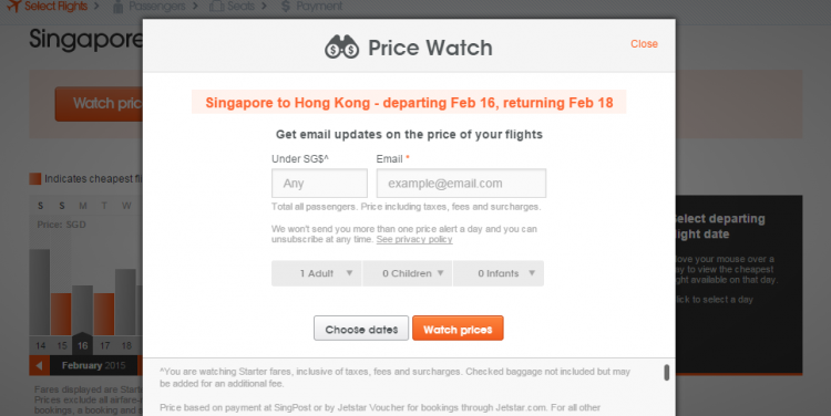 Jetstar, Price Watch