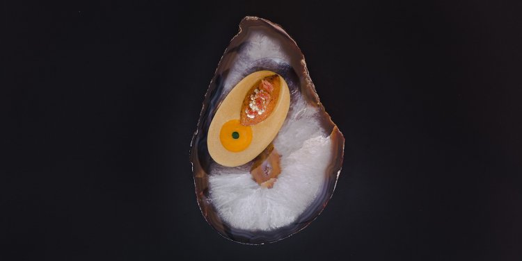 Nouri's Acarajé and Vatapá: Afro-Brazilian fritter, turmeric and coconut sauce, bread and salted prawn vatapá