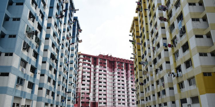 Colorful HDB blocks at Rochor Center