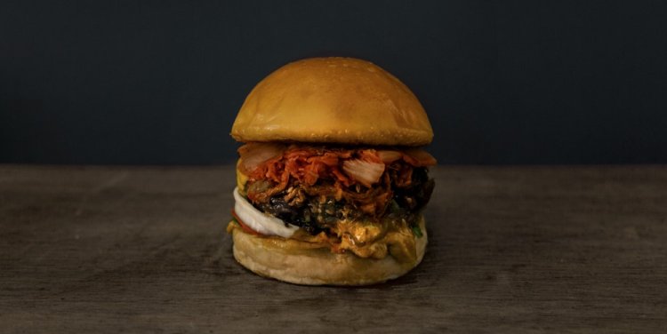 Spiced kimchi beef burger at Teepee Bar and Restaurant 