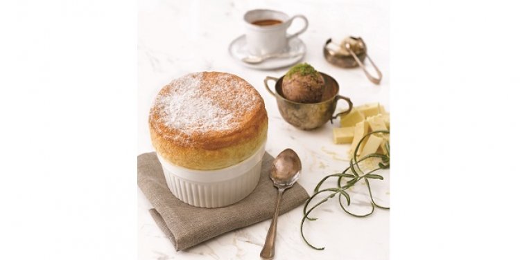 White chocolate souffle from The White Rabbit, Singapore