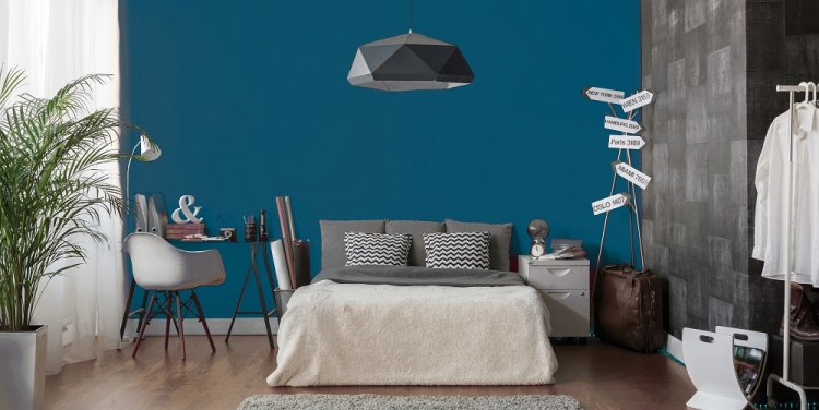 Bedroom in Nippon Paint's Ultra Blue