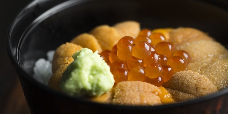 Waku Ghin sea urchin and salmon roe set on rice