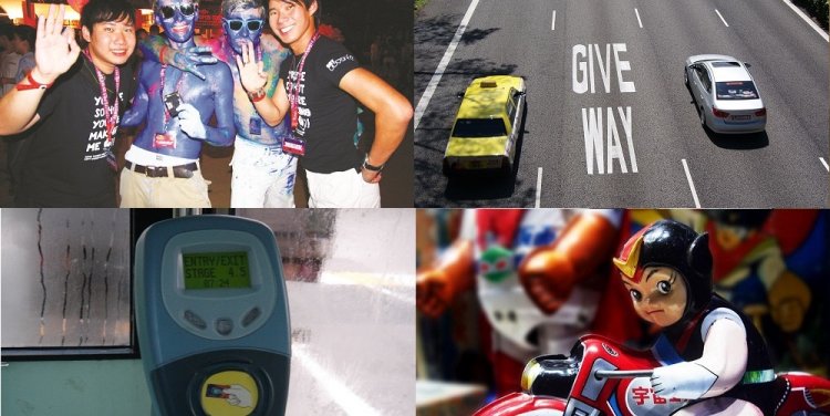 (Clockwise from top left: ZoukOut, YOG, EZ-link reader and MINT)