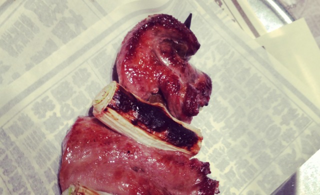 Char grilled tongue skewer at Sumiya