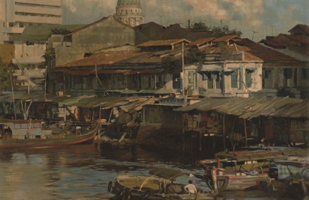 Singapore River (1978). Oil on canvas. Collection of Lim & Tan Securities Pte Ltd