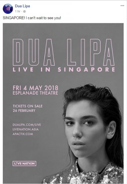 , Dua Lipa is coming to Singapore in May
