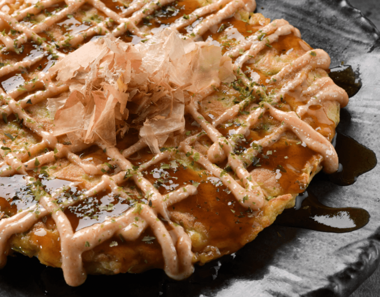 Stylish traditional Japanese eatery serving okonomiyaki dishes 