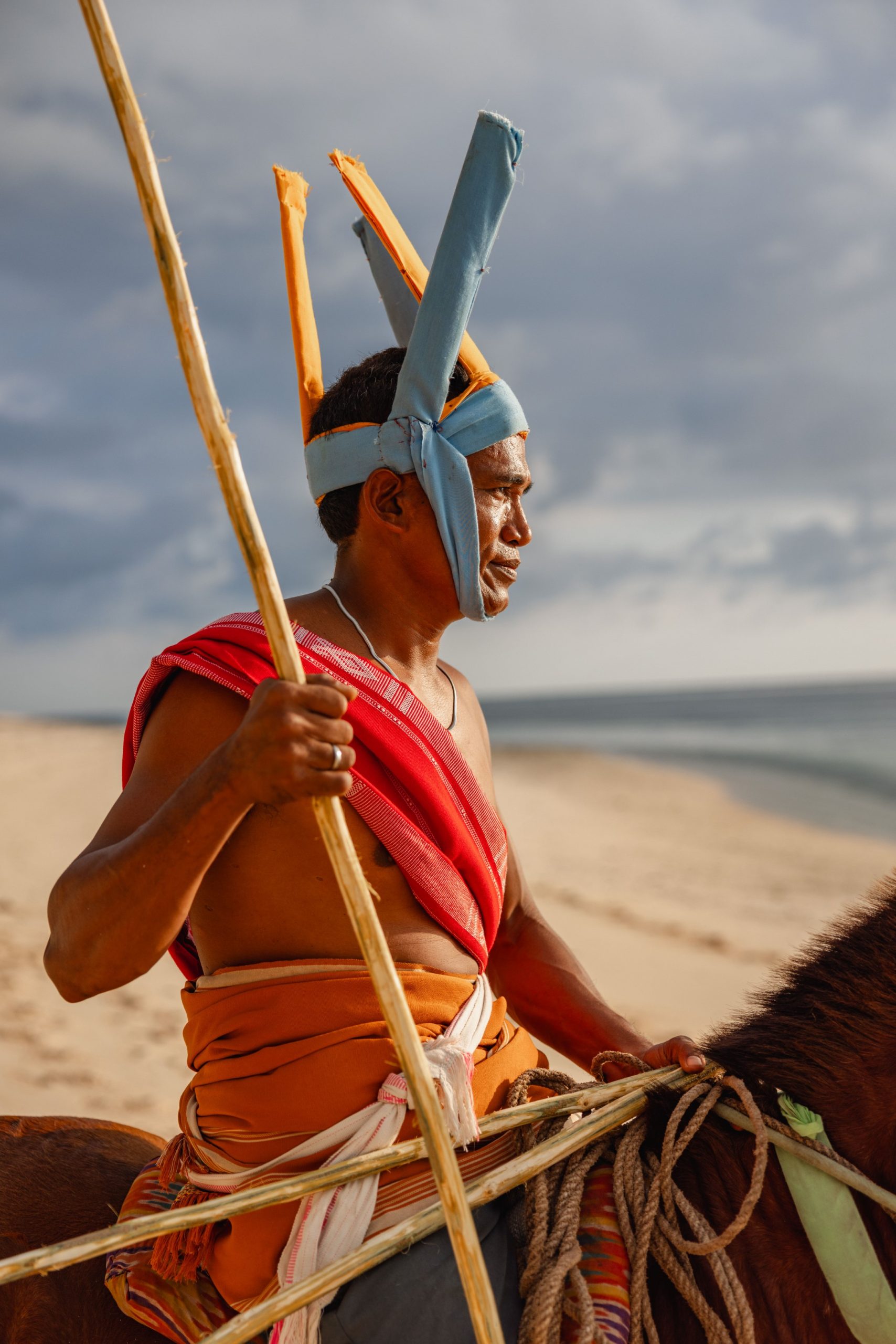 A Sumbanese warrior with his lamtoro lance