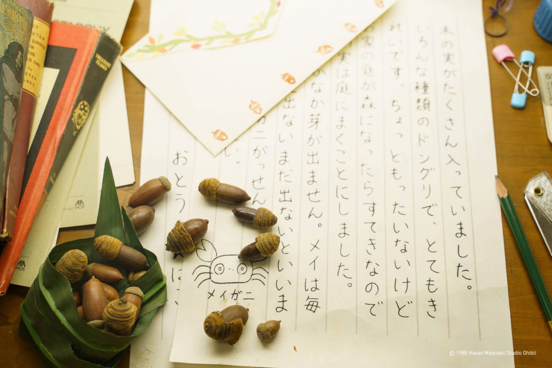 A close up of the letter Satsuki wrote to her mother about meeting Totoro