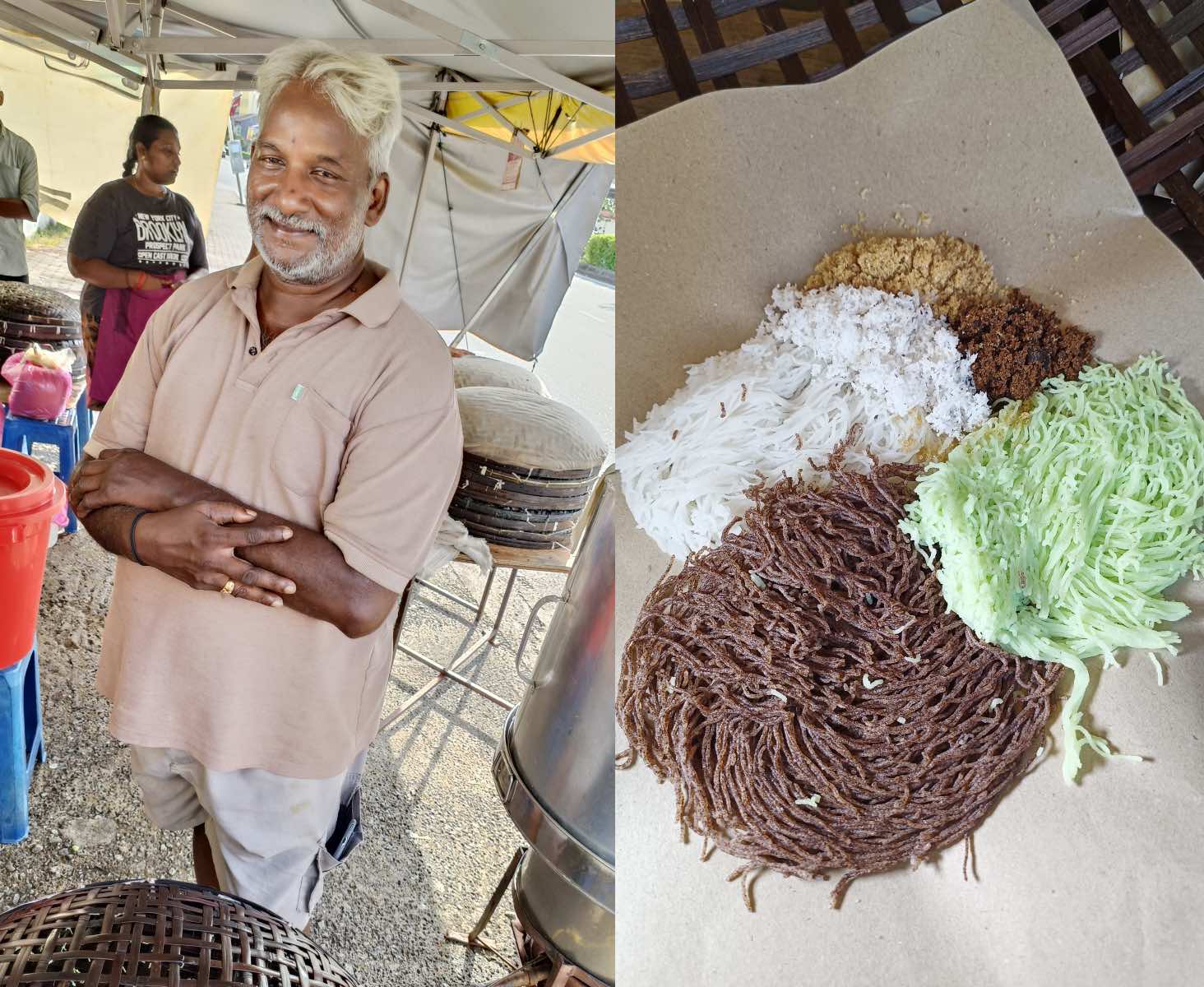 Arivalagan Ponnusamy from Penang (left) and his signature Putu Mayong