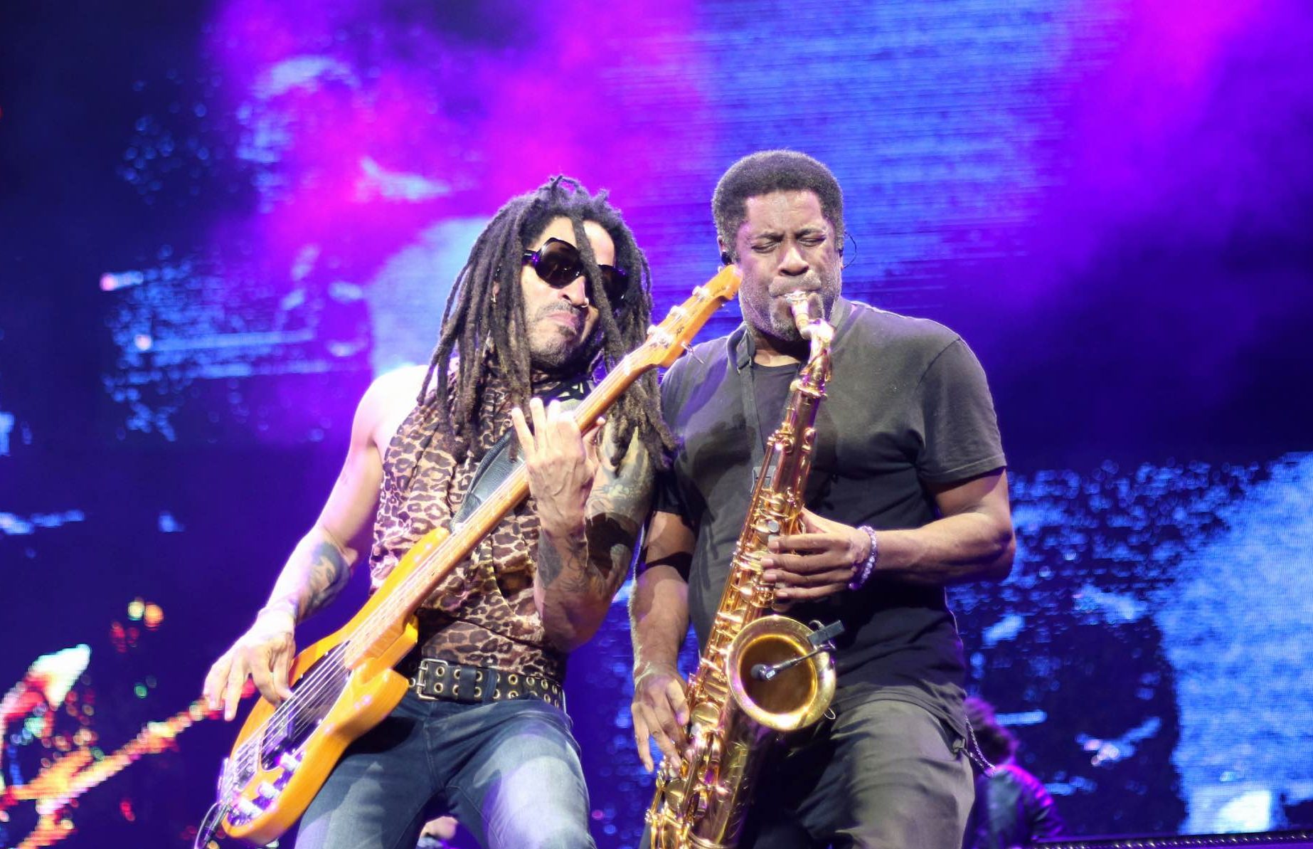 Lenny Kravtiz (left) at Padang Stage on Day 3 of the Formula 1 Singapore Airlines Singapore Grand Prix 2024. 